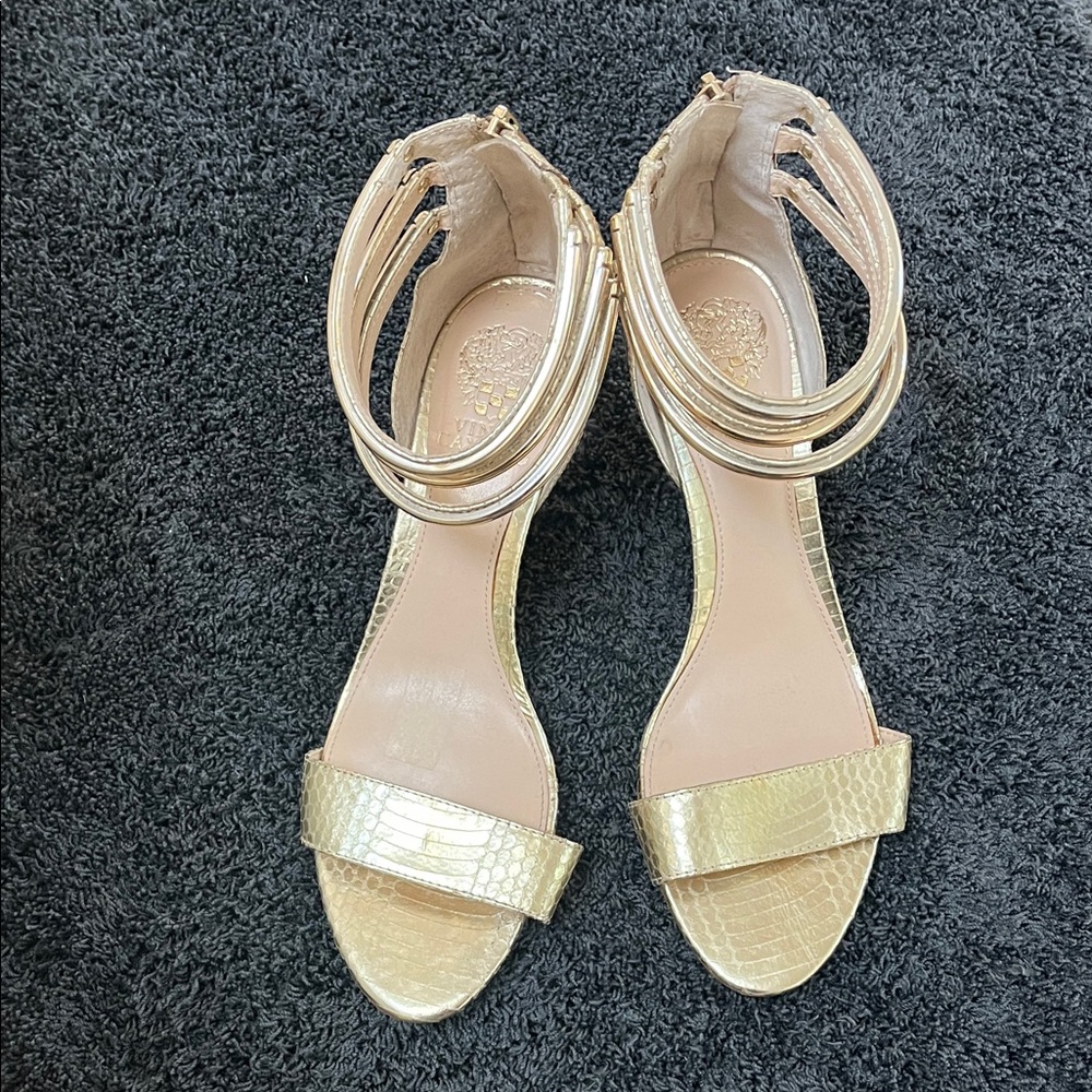 Elegant Gold Vince Camuto Strappy Sandals